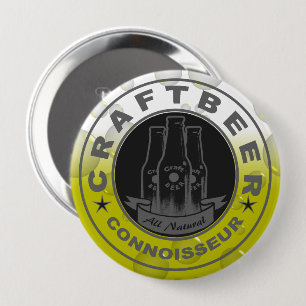 Craft Beer Connoisseur Bubble Yellow 4 Inch Round Button