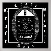 Craft Beer -Growler Black & White Oval Design