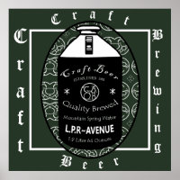 Craft Beer -Growler Green & White Oval Design