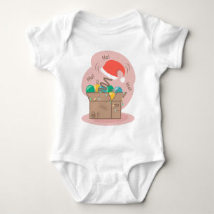Craft box with Christmas decoration and Santa hat Baby Bodysuit