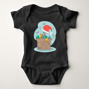 Craft box with Christmas decoration and Santa hat Baby Bodysuit