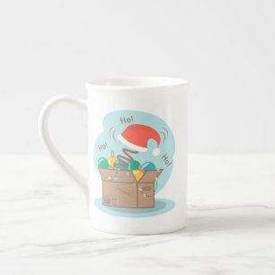 Craft box with Christmas decoration and Santa hat Bone China Mug