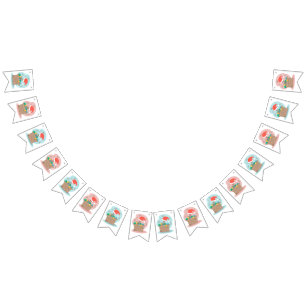 Craft box with Christmas decoration and Santa hat Bunting Flags