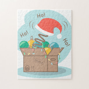 Craft box with Christmas decoration and Santa hat  Jigsaw Puzzle