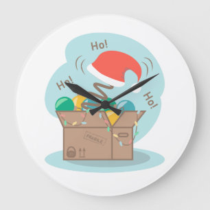 Craft box with Christmas decoration and Santa hat Large Clock