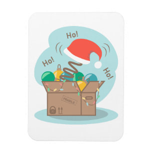 Craft box with Christmas decoration and Santa hat  Magnet