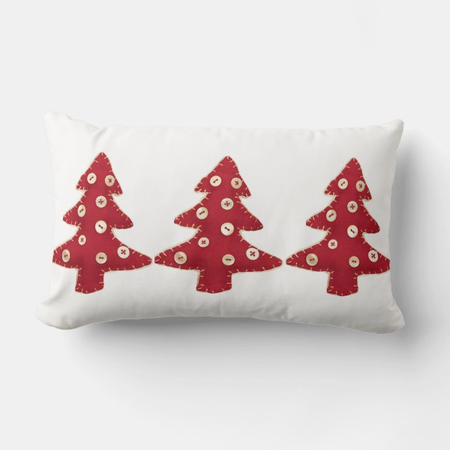 Craft Christmas Trees and Buttons Lumbar Pillow (Front)