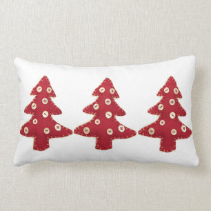 Craft Christmas Trees and Buttons Lumbar Pillow