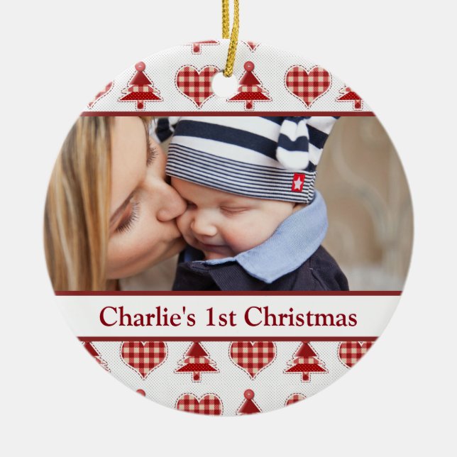 Craft Christmas Trees and Hearts Ceramic Ornament (Front)