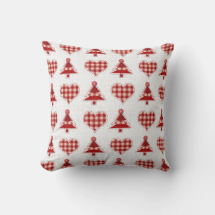 Craft Christmas Trees and Hearts Pattern Throw Pillow