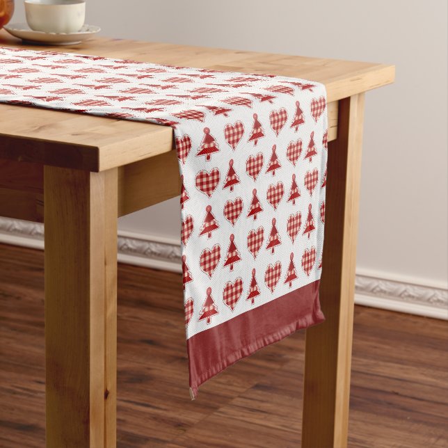Craft Christmas Trees and Hearts Short Table Runner (In Situ)