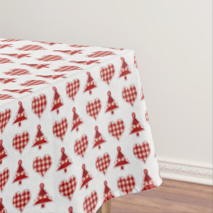 Craft Christmas Trees and Hearts Tablecloth
