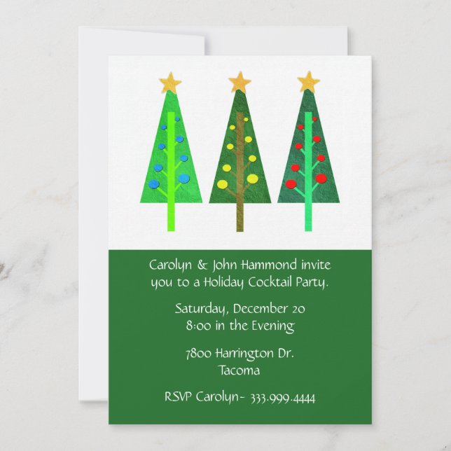 Craft Christmas Trees Holiday Party Invitation (Front)