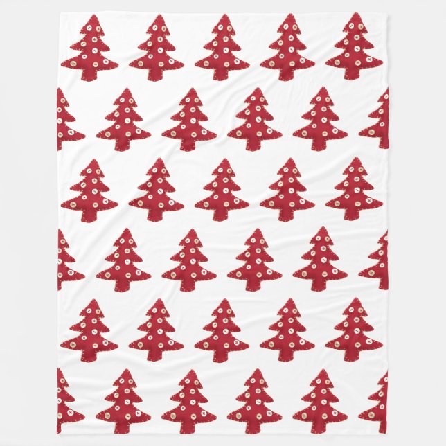 Craft Christmas Trees with Buttons Pattern Fleece Blanket (Front)