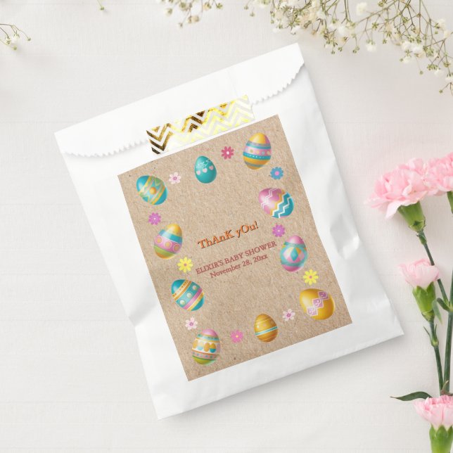 Craft Colourful Floral Easter Eggs Baby Shower Favour Bag (Sealed)