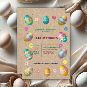 Craft Colourful Floral Easter Eggs Baby Shower Invitation