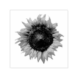Craft deco Big vintage Sunflower  Self-inking Stamp