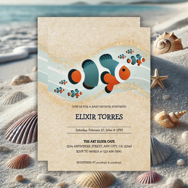 Craft Glitter Clown Fish Nemo Baby Shower Invitation (Creator Uploaded)