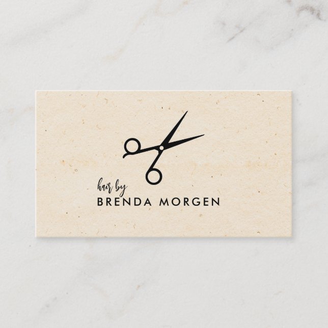 Craft Paper Black Scissors Hair Stylist Business Card (Front)