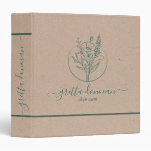 Craft paper, Botanical logo, green typography Binder