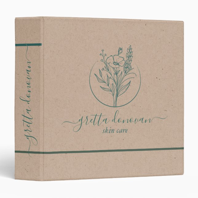 Craft paper, Botanical logo, green typography Binder (Front/Spine)