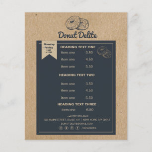 craft paper doughnut bakery pattern flyer