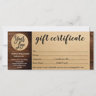 Craft Paper Farm Certificate Gift Card add logo
