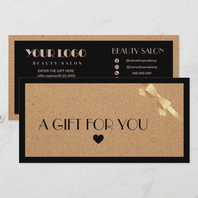 Craft Paper Heart Logo Gift Certificate (Front/Back)