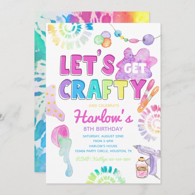 Craft Party Invitation | Craft Birthday Invitation (Front/Back)