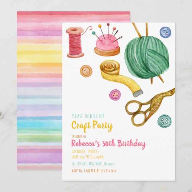 Craft Party Invitations (Front/Back)