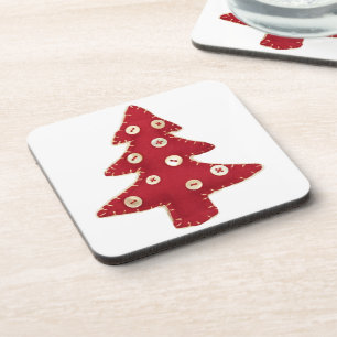 Craft Red Christmas Tree with Button Baubles Coaster