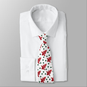 Craft Red Christmas Trees and Buttons Pattern Tie
