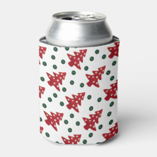 Craft Red Christmas Trees Button Baubles Can Cooler