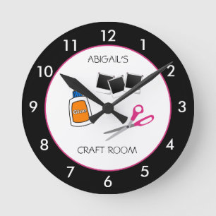 Craft Room Personalized Black Rim Round Clock