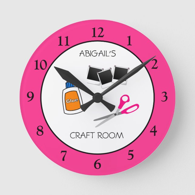 Craft Room Personalized Round Clock (Front)