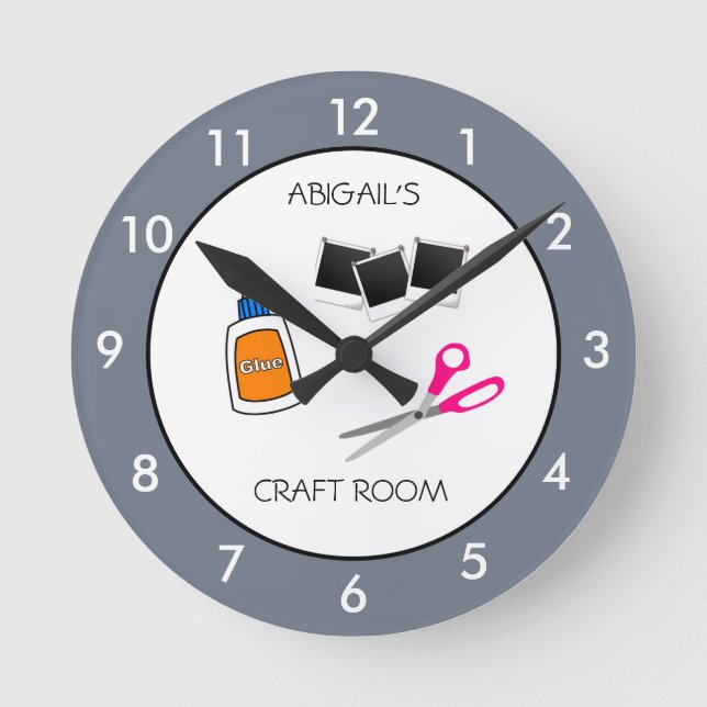 Craft Room Personalized Round Clock (Front)