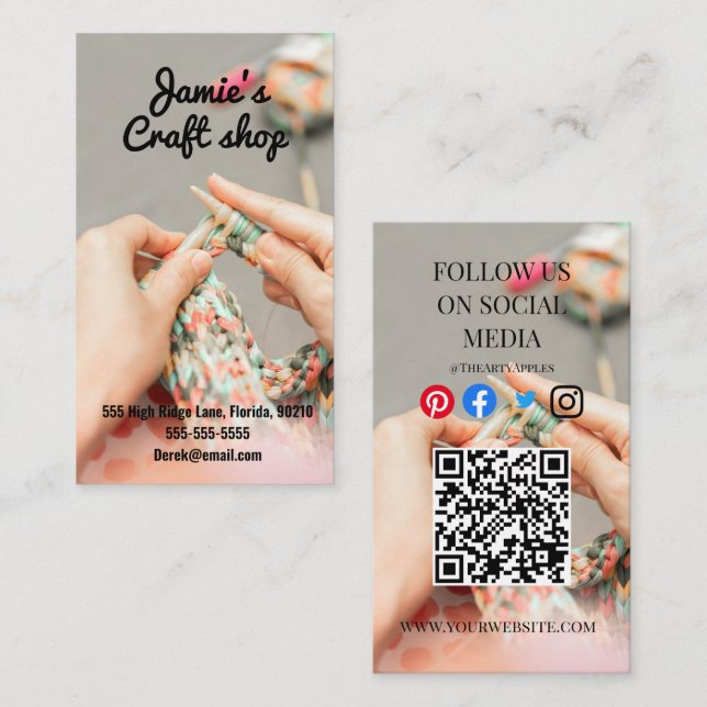 craft shop paint art artist workshop kids knitting business card (Front/Back)