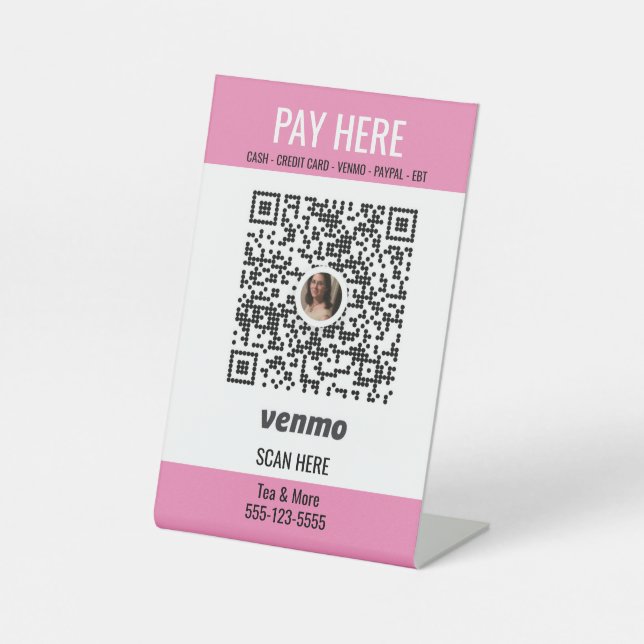 Craft Show Booth Display QR Code Pay Pedestal Sign (Front)