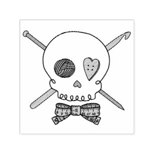 Craft Skull - Knit & Crochet (Bow Tie) Self-inking Stamp