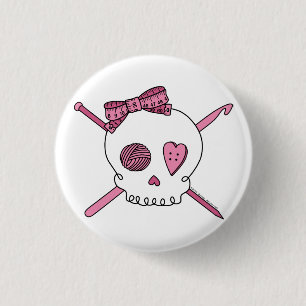 Craft Skull (Pink) 1 Inch Round Button
