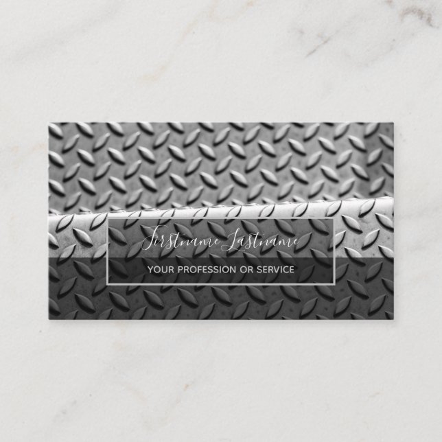 Crafted abstract diamond metal plate surface busin business card (Front)