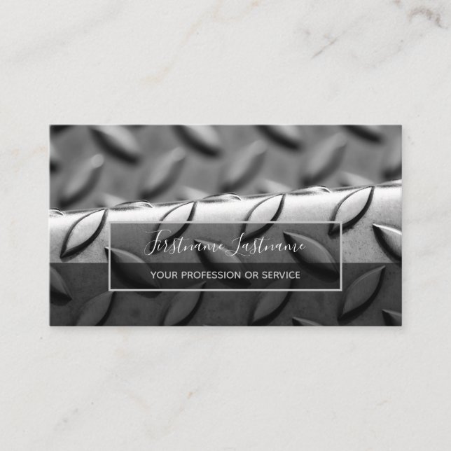 Crafted abstract diamond metal plate surface business card (Front)