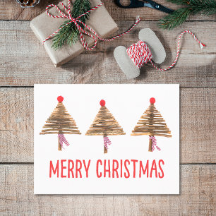 Crafted Christmas Trees – Cozy Scandinavian Holiday Postcard
