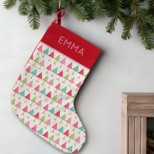 Crafted Christmas Trees Fabric – Pink Red Linen