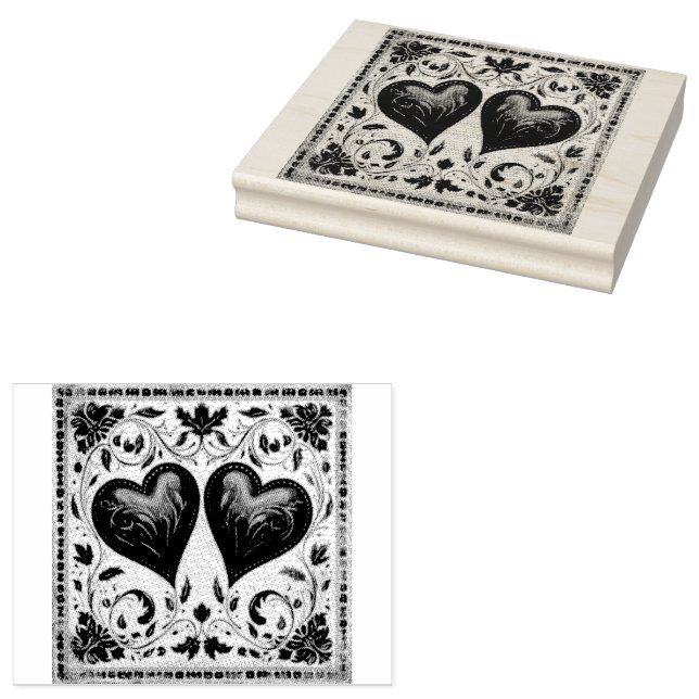 Crafted Love: Gouache Valentine Hearts Rubber Stamp (Stamped)