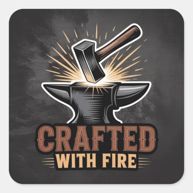 Crafted With Fire – Rustic Artisan Sticker (Devant)