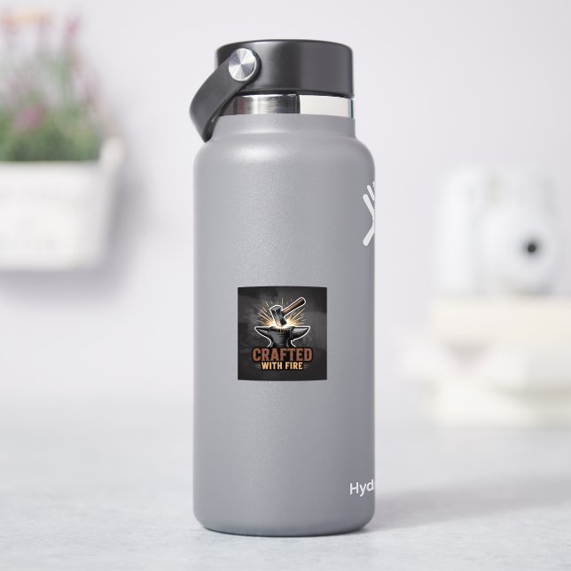 Crafted With Fire – Rustic Artisan Sticker (HydroFlask)