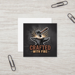 Crafted With Fire – Rustic Artisan Sticker Square Business Card