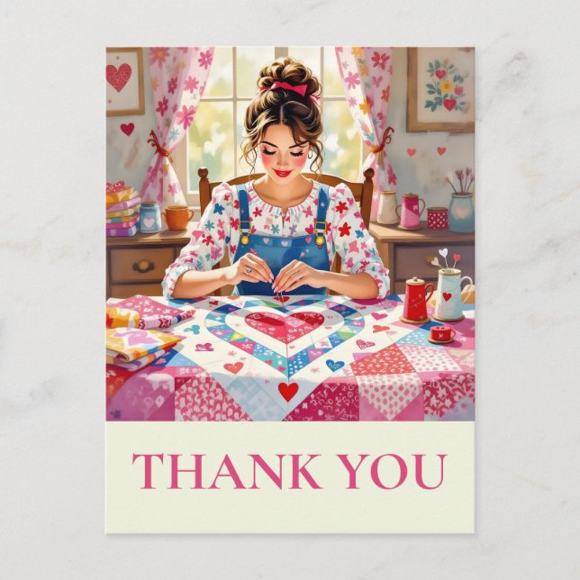 Crafter Quilting Sewing Thank you Postcard (Front)