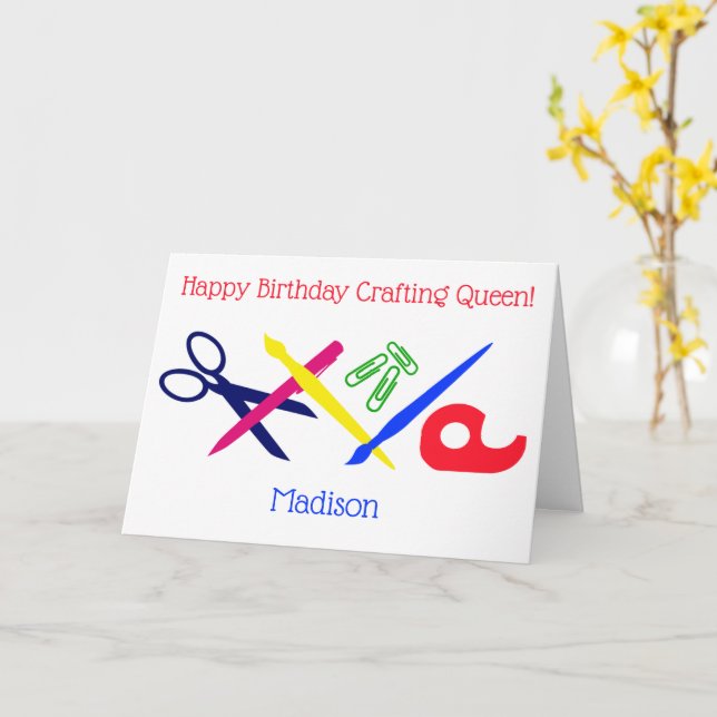 Crafting queen, your name, craft tools card (Yellow Flower)